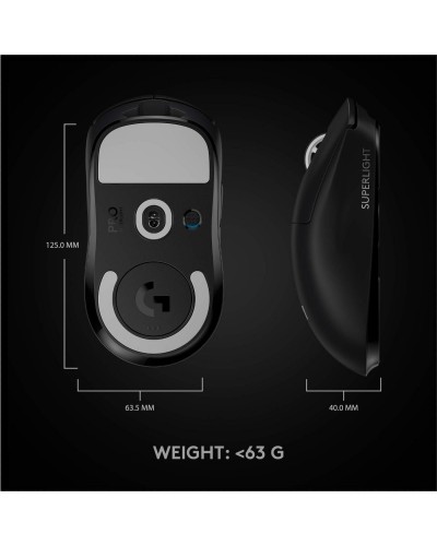 მაუსი - Logitech G PRO X SUPERLIGHT / უსადენო / 25,600 DPI / 63 გრამი / შავი