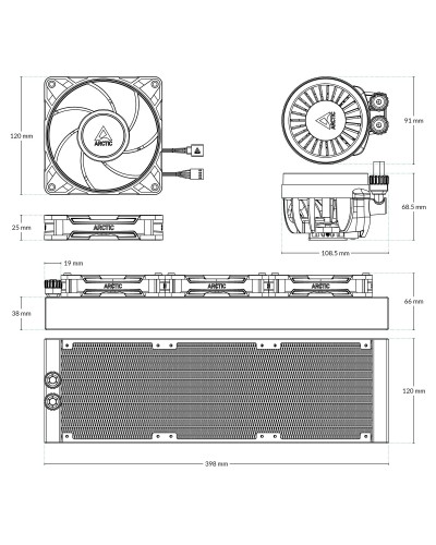 წყლის გაგრილება - Arctic III Pro 360 A-RGB / Black