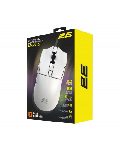 მაუსი - 2E GAMING MG315 / სადენით / 12400 DPI / 50 გრამი / თეთრი