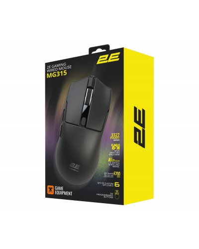 მაუსი - 2E GAMING MG315 / სადენით / 12400 DPI / 50 გრამი / შავი