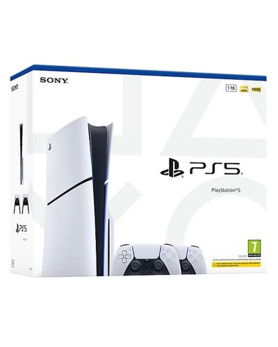 Sony PlayStation 5 - Slim CD Version / თეთრი / 2 ცალი DualSense Wireless Controller.