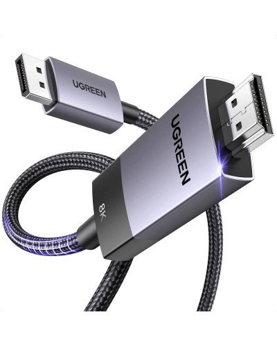 DisplayPort to HDMI კაბელი - UGREEN DP115 80397 / 8K Ultra HD (7680 × 4320) - 60Hz / 2 მეტრი / ნაცრისფერი