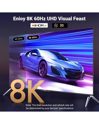 DisplayPort to HDMI კაბელი - UGREEN DP115 80397 / 8K Ultra HD (7680 × 4320) - 60Hz / 2 მეტრი / ნაცრისფერი