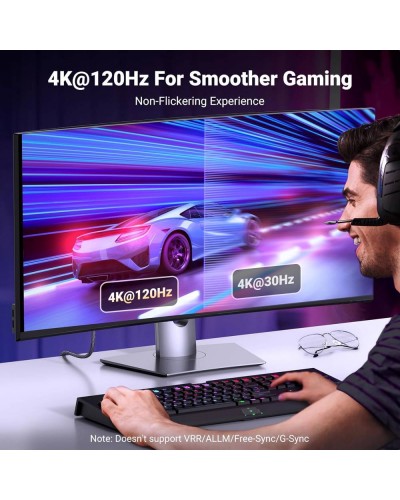 DisplayPort to HDMI კაბელი - UGREEN DP115 80397 / 8K Ultra HD (7680 × 4320) - 60Hz / 2 მეტრი / ნაცრისფერი