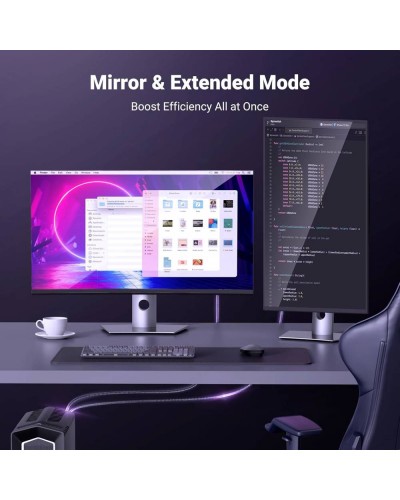 DisplayPort to HDMI კაბელი - UGREEN DP115 80397 / 8K Ultra HD (7680 × 4320) - 60Hz / 2 მეტრი / ნაცრისფერი