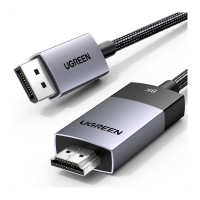 DisplayPort to HDMI კაბელი - UGREEN DP115 80397 / 8K Ultra HD (7680 × 4320) - 60Hz / 2 მეტრი / ნაცრისფერი