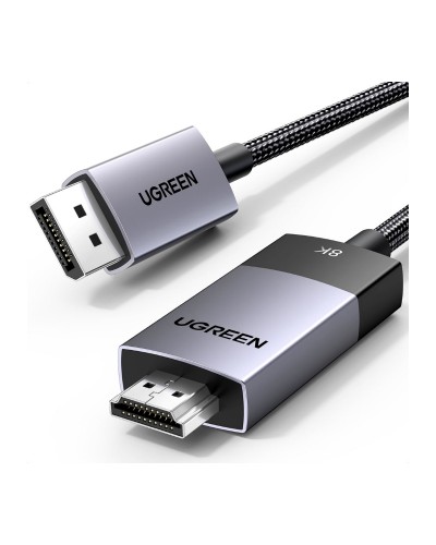 DisplayPort to HDMI კაბელი - UGREEN DP115 80397 / 8K Ultra HD (7680 × 4320) - 60Hz / 2 მეტრი / ნაცრისფერი