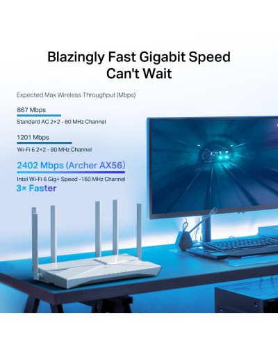 Wi-Fi როუტერი – TP-Link Archer AX56 / AX3000 / Wi-Fi 6 / Dual-Band