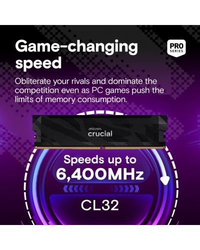 ოპერატიული მეხსიერება - Crucial Pro DDR5 32GB ( 2x16GB ) / 6400MHz / CL32