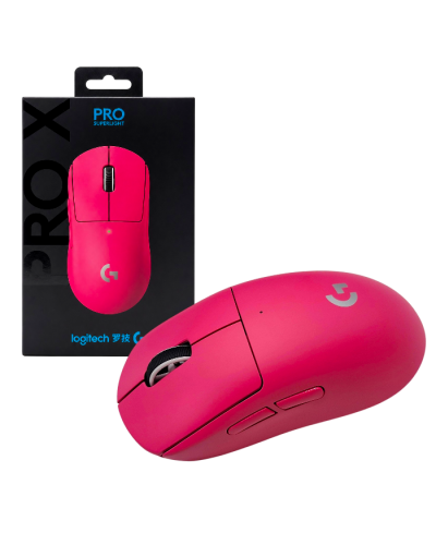 მაუსი - Logitech PRO X Superlight / უსადენო / HERO Sensor / 63 გრამი / 100–25,600 DPI / LIGHTSPEED / Magenta