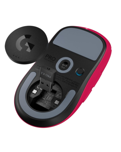 მაუსი - Logitech PRO X Superlight / უსადენო / HERO Sensor / 63 გრამი / 100–25,600 DPI / LIGHTSPEED / Magenta