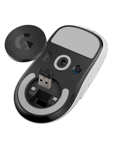 მაუსი - Logitech PRO X Superlight / უსადენო / HERO Sensor / 63 გრამი / 100–25,600 DPI / LIGHTSPEED / თეთრი