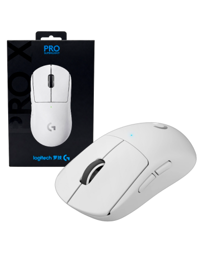 მაუსი - Logitech PRO X Superlight / უსადენო / HERO Sensor / 63 გრამი / 100–25,600 DPI / LIGHTSPEED / თეთრი