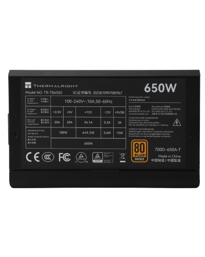 კვების ბლოკი - Thermalright TR-TB650S / 650W / 80 PLUS Bronze / ATX / შავი