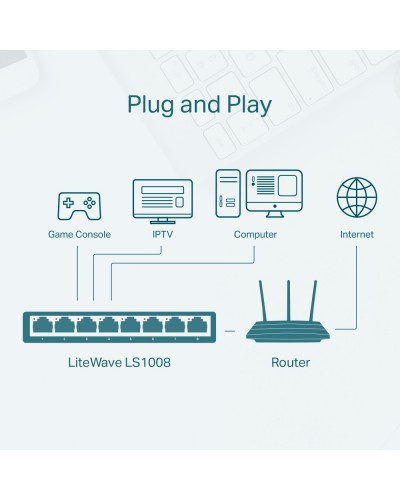 ქსელის გამანაწილებელი - TP-Link LS1008 / 8 პორტი