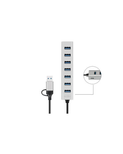 USB ჰაბი - Logilink UA0441 / USB-C / 7x USB-A პორტი / 5Gbps / ვერცხლისფერი