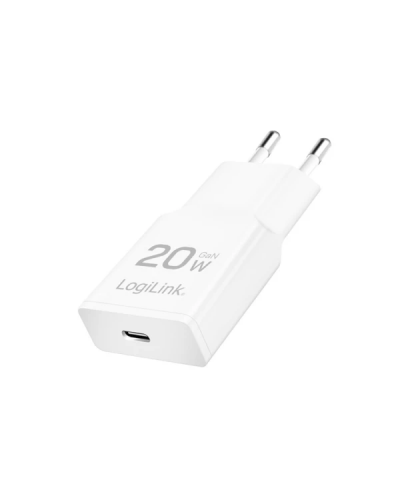 დამტენი - Logilink PA0345 / USB-C / PD 3.0 / GaN Fast Charger / 20W / White