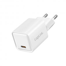 დამტენი - Logilink PA0355 / USB-C / PD 3.0 + QC 3.0 / GaN Fast Charger / 20W / White