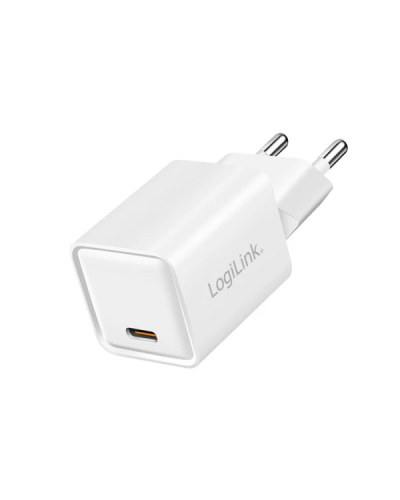 დამტენი - Logilink PA0355 / USB-C / PD 3.0 + QC 3.0 / GaN Fast Charger / 20W / White