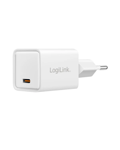 დამტენი - Logilink PA0355 / USB-C / PD 3.0 + QC 3.0 / GaN Fast Charger / 20W / White