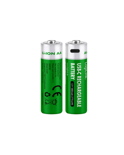 Logilink LR6RCB2 AA - 1.5V Li-Ion / 1850mAh / USB-C / დატენვადი ელემენტები 2 ცალი