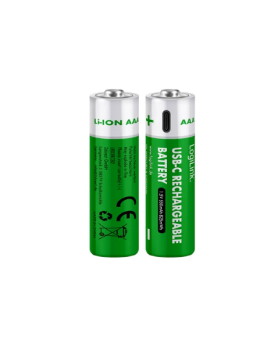 Logilink LR03RCB2 AAA -1.5V Li-Ion / 550mAh / USB-C / დატენვადი ელემენტები 2 ცალი