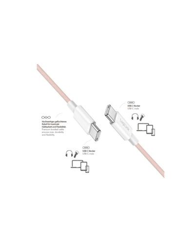 USB-C to USB-C სადენი - Logilink CU0345 / 60W / up to 480 მბ-წმ / ვარდისფერი / 1.5 მეტრი