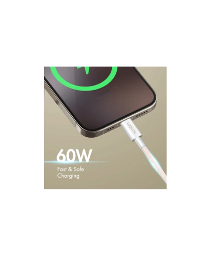 USB-C to USB-C სადენი - Logilink CU0345 / 60W / up to 480 მბ-წმ / ვარდისფერი / 1.5 მეტრი