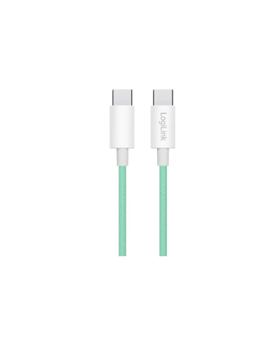 USB-C to USB-C სადენი - Logilink CU0348 / 60W / up to 480 მბ-წმ / მწვანე / 1.5 მეტრი