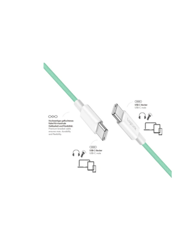 USB-C to USB-C სადენი - Logilink CU0348 / 60W / up to 480 მბ-წმ / მწვანე / 1.5 მეტრი