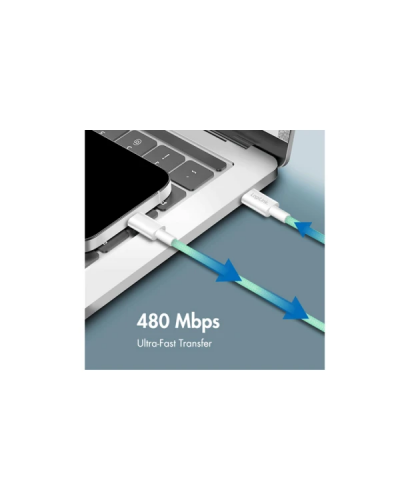 USB-C to USB-C სადენი - Logilink CU0348 / 60W / up to 480 მბ-წმ / მწვანე / 1.5 მეტრი