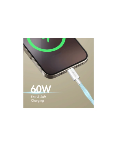 USB-C to USB-C სადენი - Logilink CU0351 / 60W / up to 480 მბ-წმ / ლურჯი / 1.5 მეტრი