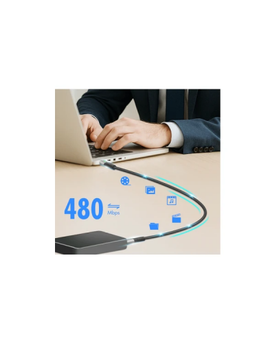 USB-C to USB-C სადენი - Logilink CU0434 / 100W / up to 20 გბ-წმ / 4K 60Hz / LED ინდიკატორი / შავი / 2 მეტრი
