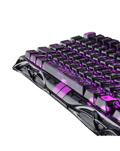 კლავიატურა - GravaStar Mercury V75 Lite / მექანიკური / სადენიანი / USB Type-C / Magnetic Hall Effect / გამჭვირვალე შავი / 75%