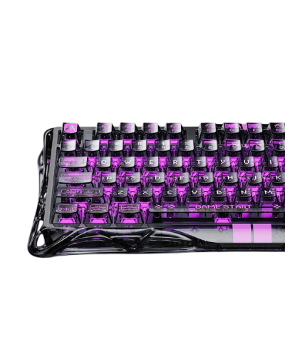 კლავიატურა - GravaStar Mercury V75 Lite / მექანიკური / სადენიანი / USB Type-C / Magnetic Hall Effect / გამჭვირვალე შავი / 75%