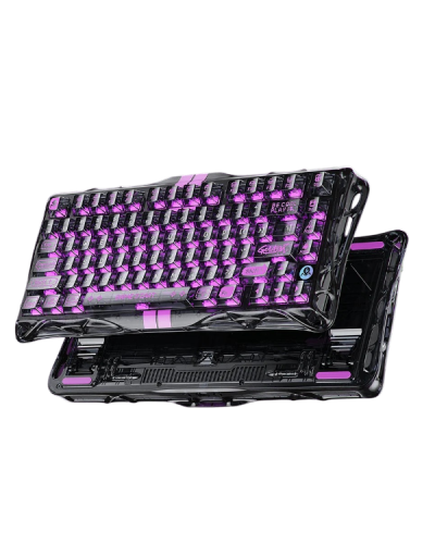 კლავიატურა - GravaStar Mercury V75 Lite / მექანიკური / სადენიანი / USB Type-C / Magnetic Hall Effect / გამჭვირვალე შავი / 75%