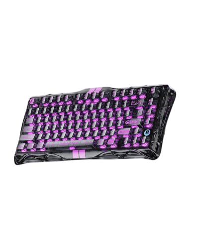 კლავიატურა - GravaStar Mercury V75 Lite / მექანიკური / სადენიანი / USB Type-C / Magnetic Hall Effect / გამჭვირვალე შავი / 75%