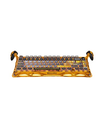 კლავიატურა - GravaStar Mercury K1 Pro Special Edition Battle Worn Yellow / დატენვადი / მექანიკური / 2.4GHz Wireless / Bluetooth / სადენით Type-C / RGB / ყვითელი / 75%