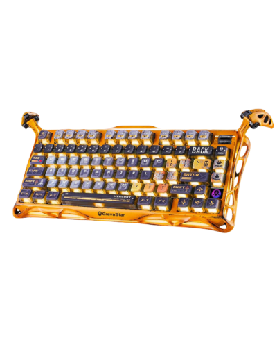 კლავიატურა - GravaStar Mercury K1 Pro Special Edition Battle Worn Yellow / დატენვადი / მექანიკური / 2.4GHz Wireless / Bluetooth / სადენით Type-C / RGB / ყვითელი / 75%