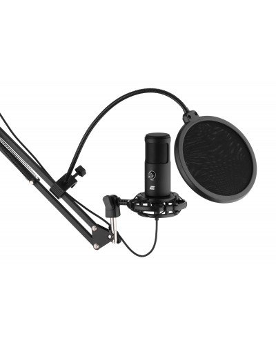 მიკროფონი სტრიმინგისთვის - 2E MPC021 / USB / Cardioid / 48kHz / ფერი: შავი