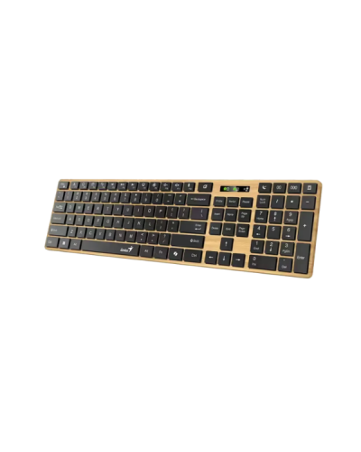 კლავიატურა - Genius SlimStar 7250BT / უსადენო / Bluetooth / 2.4GHz Wireless / USB-A / მემბრანული / AI Copilot / RU Layout / Pine Wood / 100%