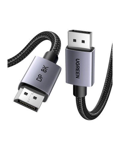 DisplayPort to DisplayPort ვიდეო კაბელი - UGREEN DP120 (25906) / 8K 60Hz / 4K 240Hz / DP 1.4 / 3 მეტრი / ნაცრისფერი-შავი