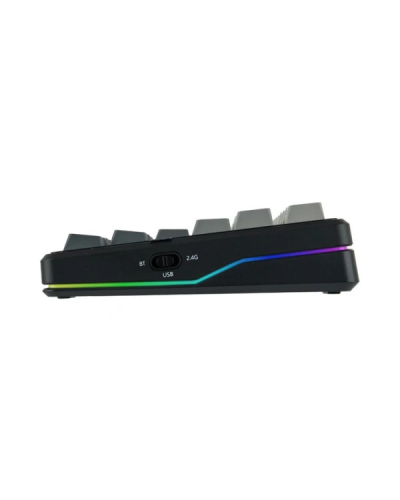 კლავიატურა - AULA F87 PRO V2 / დატენვადი / მექანიკური / Wireless / Bluetooth / სადენით Type-C / RGB / სვიჩი: Greywood V4 / შავი-გრადიენტული ნაცრისფერი / 87%