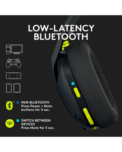 ყურსასმენი - Logitech G435 LIGHTSPEED / უკაბელო / გეიმინგ ყურსასმენი / შავი