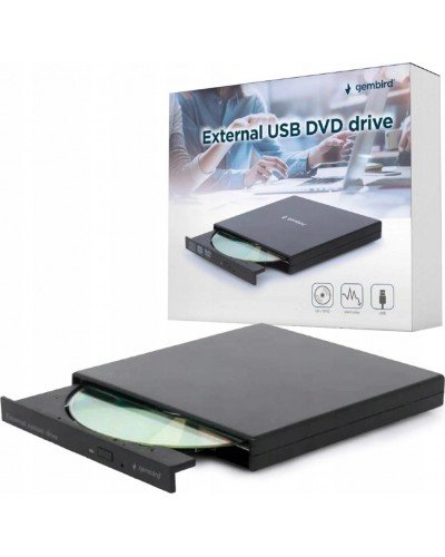 გარე დისკის წამკითხველი - Gembird DVD-USB-04 / USB 2.0 / შავი