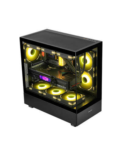 ქეისი - Segotep Endura Pro+ / ქულერების გარეშე / E-ATX - ATX - Micro-ATX - Mini-ITX / ორმაგი ნაწრთობი მინა / შავი