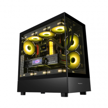 ქეისი - Segotep Endura Pro+ / ქულერების გარეშე / E-ATX - ATX - Micro-ATX - Mini-ITX / ორმაგი ნაწრთობი მინა / შავი