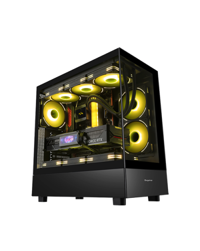 ქეისი - Segotep Endura Pro+ / ქულერების გარეშე / E-ATX - ATX - Micro-ATX - Mini-ITX / ორმაგი ნაწრთობი მინა / შავი
