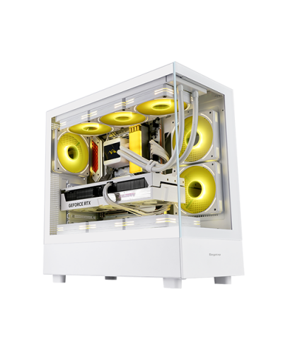 ქეისი - Segotep Endura Pro+ / ქულერების გარეშე / E-ATX - ATX - Micro-ATX - Mini-ITX / ორმაგი ნაწრთობი მინა / თეთრი