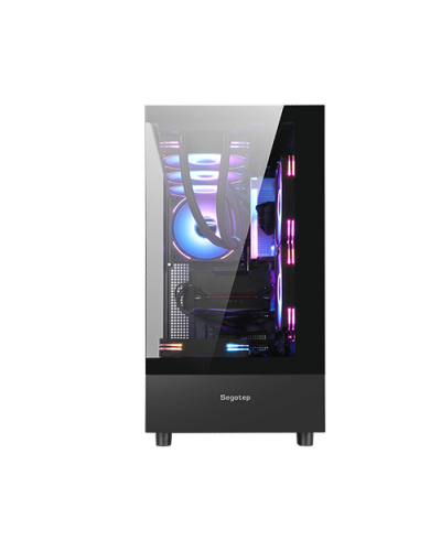 ქეისი - Segotep Endura Pro+ / 3x 120 მმ ARGB ფანი / E-ATX - ATX - Micro-ATX - Mini-ITX / პანორამული ნაწრთობი მინა / შავი